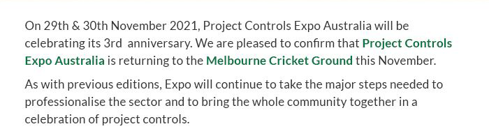 project controls expo australia